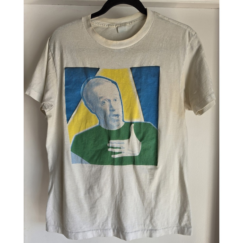 George Carlin T-Shirt Size L White Short Sleeve Crew Neck Vintage Tee